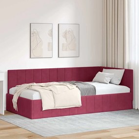 vidaXL Κρεβάτι Γωνίας με κεφαλάρι Μπορντό 90 x 190 cm Βελούδο