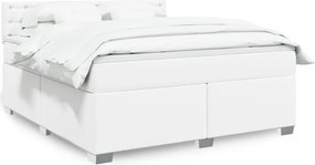 vidaXL Κρεβάτι Boxspring με Στρώμα Λευκό 180x200 εκ. Συνθετικό Δέρμα