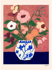 Πόστερ Flowers On Blue Table - Πολύχρωμο 30 x 40 cm THE POSTER CLUB