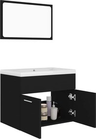 vidaXL Σετ Επίπλων Μπάνιου Μαύρο από Μοριοσανίδα