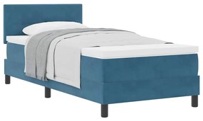 vidaXL Κρεβάτι με ελατήρια με στρώμα Σκούρο Μπλε 90 x 200 cm Βελούδο