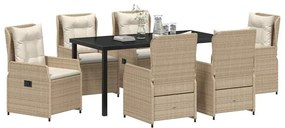 vidaXL Σέτ φαγητού για κήπο 7 pcs Μπεζ συνθετικό ρατάν