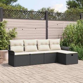 vidaXL Σετ Καναπέ Κήπου 5 pcs Μαύρο και κρεμ 251 x 117 x 85 εκ.