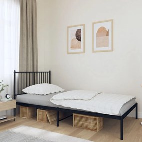 Πλαίσιο Κρεβατιού με Κεφαλάρι Μαύρο 100 x 200 εκ. Μεταλλικό
