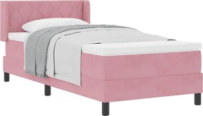 vidaXL Κρεβάτι με ελατήρια με κεφαλάρι Ροζ 200 x 100 cm Βελούδο