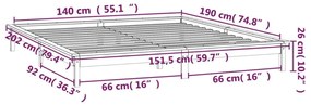 Πλαίσιο Κρεβατιού με LED Γκρι 140 x 190 εκ. από Μασίφ Ξύλο - Γκρι