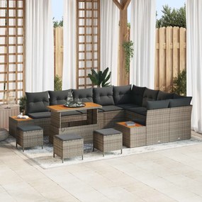 vidaXL Σετ Καναπέ Κήπου με μαξιλάρι 13 pcs Γκρι