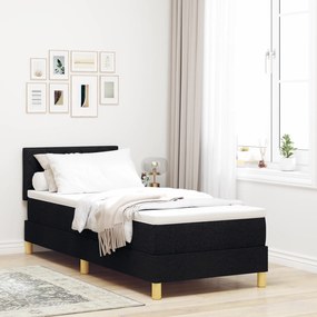 vidaXL Κρεβάτι Box Spring με Μαξιλάρι & LED Μαύρο 80x200 εκ Ύφασμα