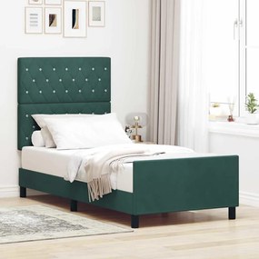 vidaXL Σκελετός Κρεβατιού Σκούρο πράσινο 90 x 190 cm Βελούδο