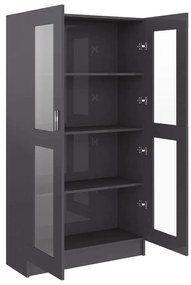 vidaXL Βιτρίνα Γυαλιστερό Γκρι 82,5 x 30,5 x 150 εκ. Μοριοσανίδα