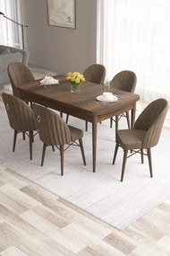 Extendable Dining Table &amp; Chairs Set (7 Pieces) Roz - Baroque, Brown Baroque
Brown