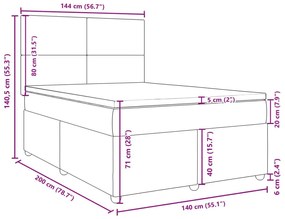 Κρεβάτι Boxspring με Στρώμα Σκούρο Καφέ 140x200 εκ Υφασμάτινο - Καφέ