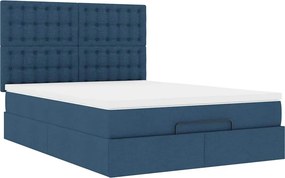 vidaXL Οθωμανικό κρεβάτι με στρώμα μπλε 140x190cm ύφασμα