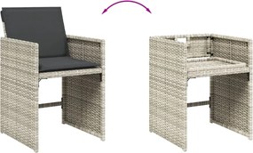 vidaXL Σετ Τραπεζαρίας Κήπου 17 τεμ. Αν. Γκρι Συνθ. Ρατάν με Μαξιλάρια