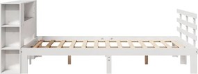 vidaXL Κρεβάτι Βιβλιοθήκη Χωρίς Στρώμα Λευκό 135x190 εκ Μασίφ Πεύκο