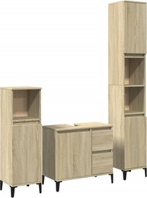 vidaXL Σετ Επίπλων Μπάνιου 3 Τεμαχίων Sonoma Δρυς Επεξεργασμένο Ξύλο