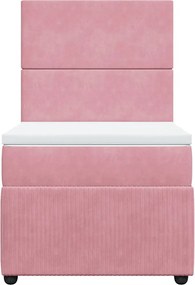 vidaXL Κρεβάτι Boxspring με Στρώμα Ροζ 100x200 εκ. Βελούδινο