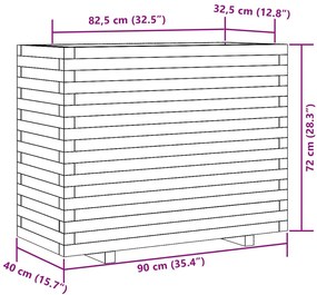 Ζαρντινιέρα Λευκή 90x40x72 εκ από Μασίφ Ξύλο Πεύκου - Καφέ