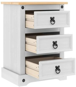vidaXL Κομοδίνο με συρτάρι Λευκό 45 x 35 x 64 εκ. Στερεά ξυλεία πεύκου