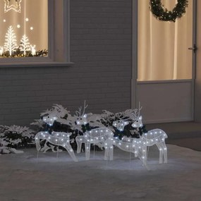vidaXL LED Ελάφια 4 pcs Λευκό ύφασμα