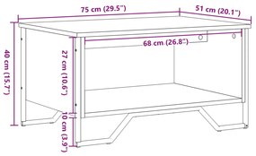 Τραπεζάκι Σαλονιού Μαύρο 75x51x40 εκ. Επεξεργασμένο Ξύλο - Μαύρο