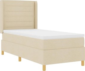 vidaXL Κρεβάτι με ελατήρια με στρώμα Κρεμ 100 x 200 cm ύφασμα