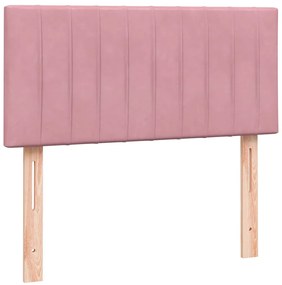 vidaXL Κρεβάτι Boxspring με Στρώμα &amp; LED Ροζ 80x220 εκ. Βελούδινο