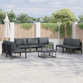vidaXL Σετ Καναπέ Κήπου με μαξιλάρι 7 pcs Μαύρο Ατσάλι