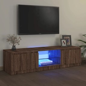Έπιπλο Τηλεόρασης με LED Καφέ δρυς 140x40x35,5 εκ.