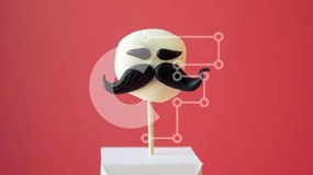 Intra Συλλεκτικό Ξύλινο Παζλ Plywood  4mm - Ασπρόμαυρο Mustache Cake Pop στο Λευκό τετράγωνο Σε Ξύλινο Κουτί - Διαστάσεις: 10x10 cm – 25 κομμάτια