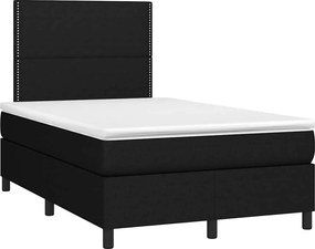 vidaXL Κρεβάτι Boxspring με Στρώμα &amp; LED Μαύρο 120x200 εκ. Υφασμάτινο