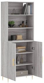 vidaXL Ντουλάπι Γκρι Sonoma 69,5 x 34 x 180 εκ. Επεξεργασμένο Ξύλο