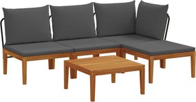 vidaXL 5 τμχ. Σετ Lounge Κήπου με Μαξιλάρια Φυσικό