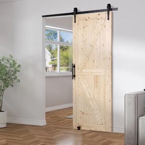 VEVOR Barn Door and Hardware Kit 30&quot; x 84&quot; Wood Sliding Barn Door Kit Smoothly