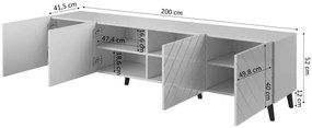 TV stand 200 ABETO mat white/ gloss white DIOMMI CAMA-ABETO-RTV-200-BI/BI