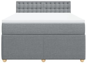 Κρεβάτι Boxspring με Στρώμα Ανοιχτό Γκρι 140x200 εκ. Υφασμάτινο - Γκρι