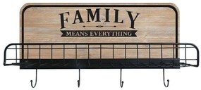 Κρεμάστρα Τοίχου Με Ράφι Family 60x12x31cm Natural-Black Metal,Wood