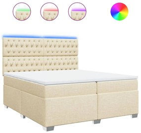 Κρεβάτι Boxspring με Στρώμα Κρεμ 200x200 εκ. Υφασμάτινο - Κρεμ