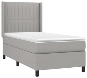 Κρεβάτι Boxspring με Στρώμα &amp; LED Αν.Γκρι 100x200εκ. Υφασμάτινο - Γκρι