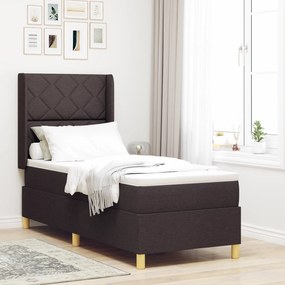 vidaXL Κρεβάτι Box Spring με Στρώμα & LED Καφέ Σκούρο 80x200 εκ. Ύφασμα