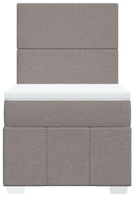 Κρεβάτι Boxspring με Στρώμα Taupe 100 x 200 εκ. Υφασμάτινο - Μπεζ-Γκρι