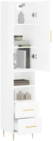 vidaXL Ντουλάπι Γυαλ. Λευκό 34,5 x 34 x 180 εκ. από Επεξεργασμένο Ξύλο