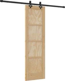 vidaXL Συρόμενη Πόρτα Φυσικό και Μαύρο 61 x 198,5 εκ.