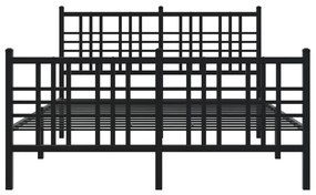 vidaXL Πλαίσιο Κρεβατιού με Κεφαλάρι&Ποδαρικό Μαύρο 137x190εκ. Μέταλλο