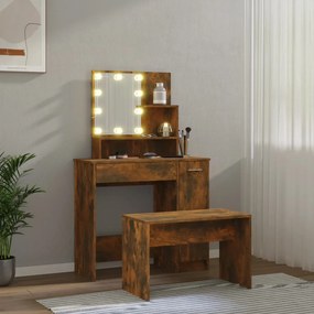 vidaXL Μπουντουάρ Σετ με LED Καπνιστή δρυς από Επεξεργασμένο Ξύλο