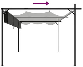 vidaXL Πέργκολα με Πτυσσόμενη Οροφή Ανθρακί 395 x 292 x 230 εκ.