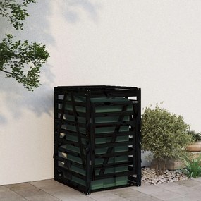 vidaXL Αποθ. Τροχήλατου Κάδου Μαύρη 84x90x128,5 εκ. Μασίφ Ξύλο Πεύκου