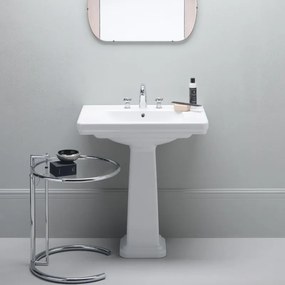 GSI Classic 8731-8770 White Πορσελάνινος Extraglaze Νιπτήρας Μπάνιου 60x46 cm Επίτοιχος με Κολώνα Δαπέδου