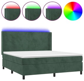 ΚΡΕΒΑΤΙ BOXSPRING ΜΕ ΣΤΡΩΜΑ &amp; LED ΣΚ. ΠΡΑΣΙΝΟ 180X200ΕΚ ΒΕΛΟΥΔΟ 3139460