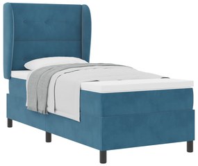 vidaXL κρεβάτι box spring με στρώμα  σε σκούρο μπλε 90x190 εκ. βελούδο